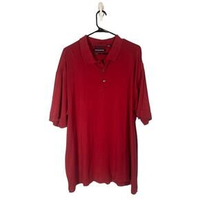 Hathaway Red Short Sleeve Pima Cotton Collared Henley Polo Shirt Men Sz XXL